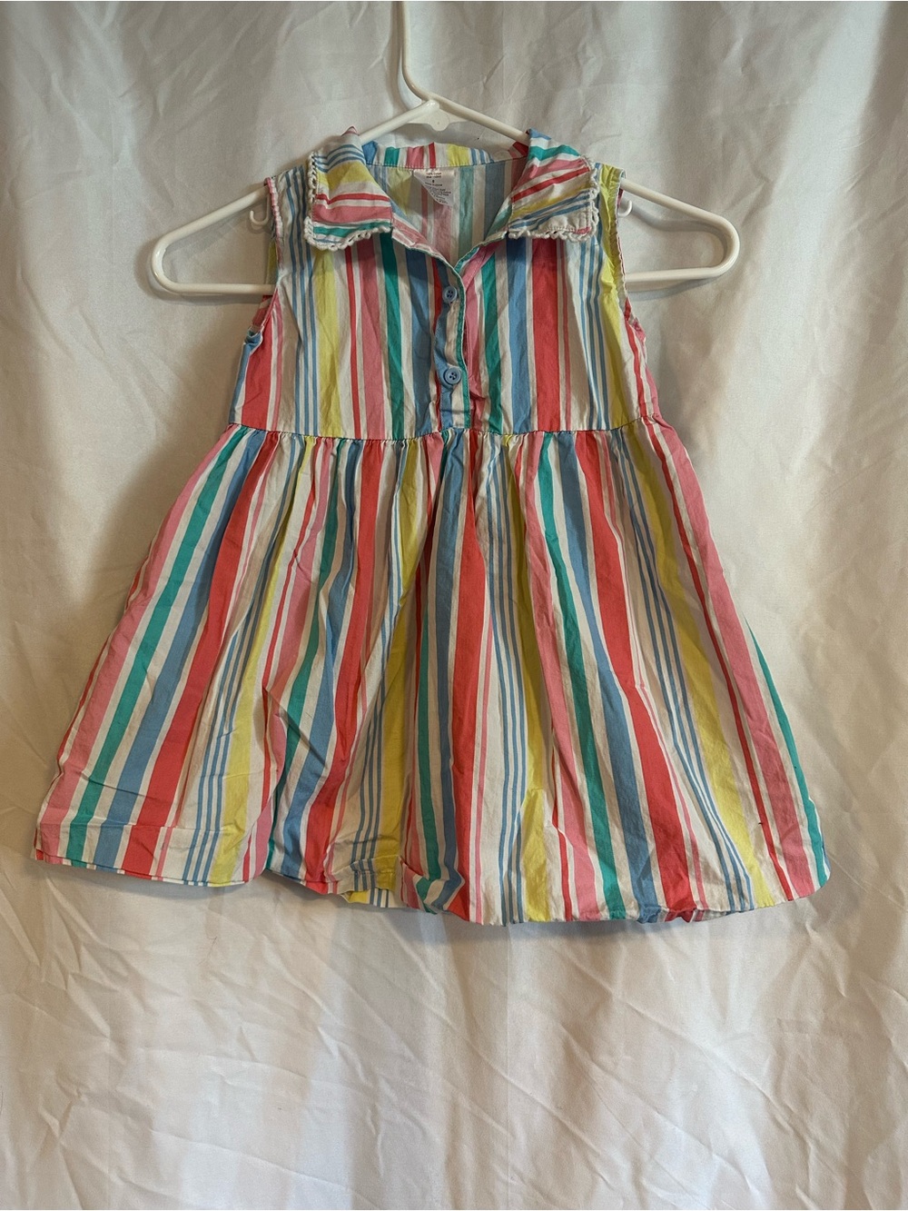 100% Cotton Colorful Striped Sleeveless Sundress - Multicolor